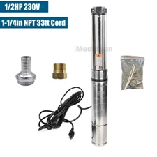 4'' Deep Well Submersible Pump, 1/2HP , 150 ft Max long life 220V 28GPM Sub 60Hz