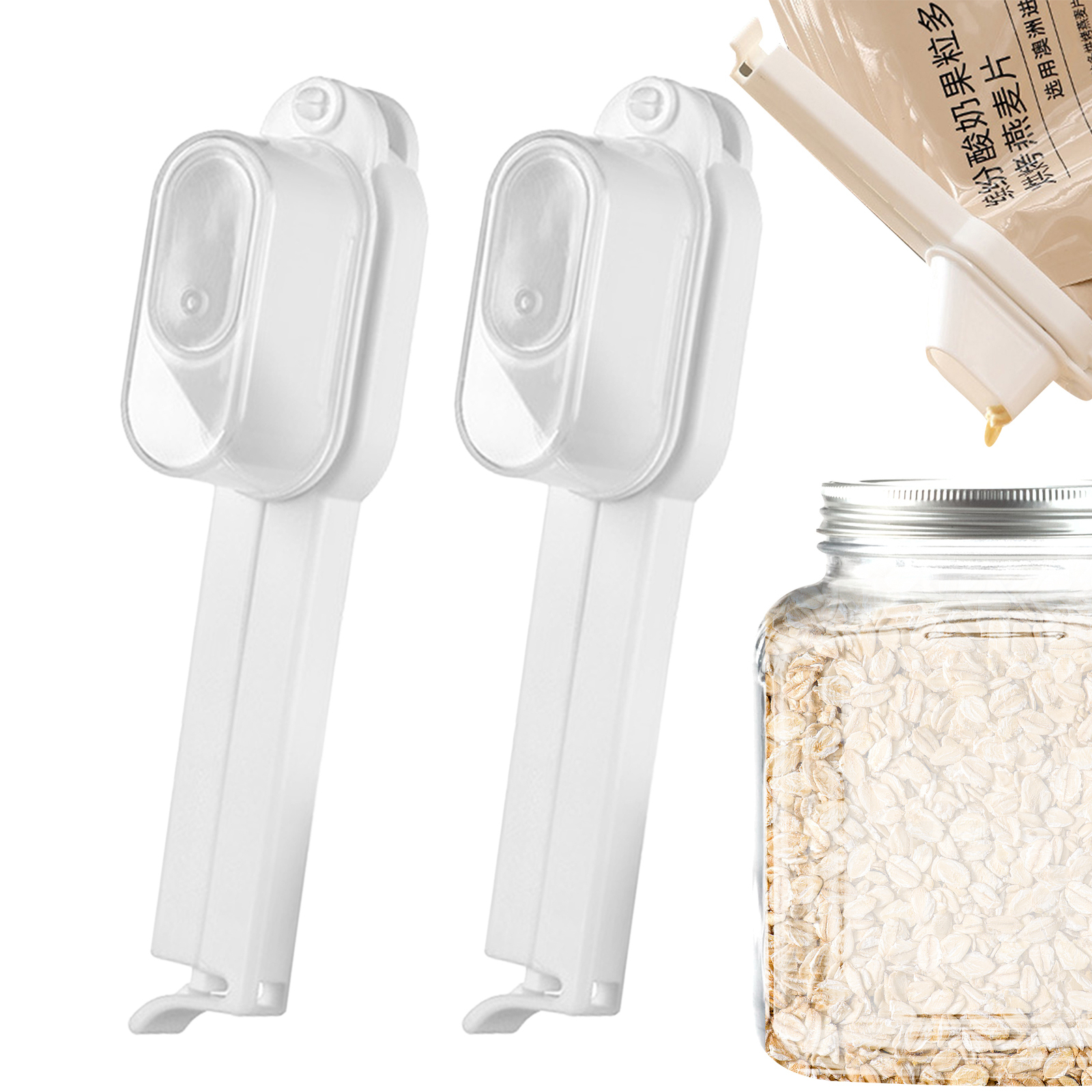 2x Food Bag Storage Clips for Food Storage Sealing with Pouring Spout 5.4''