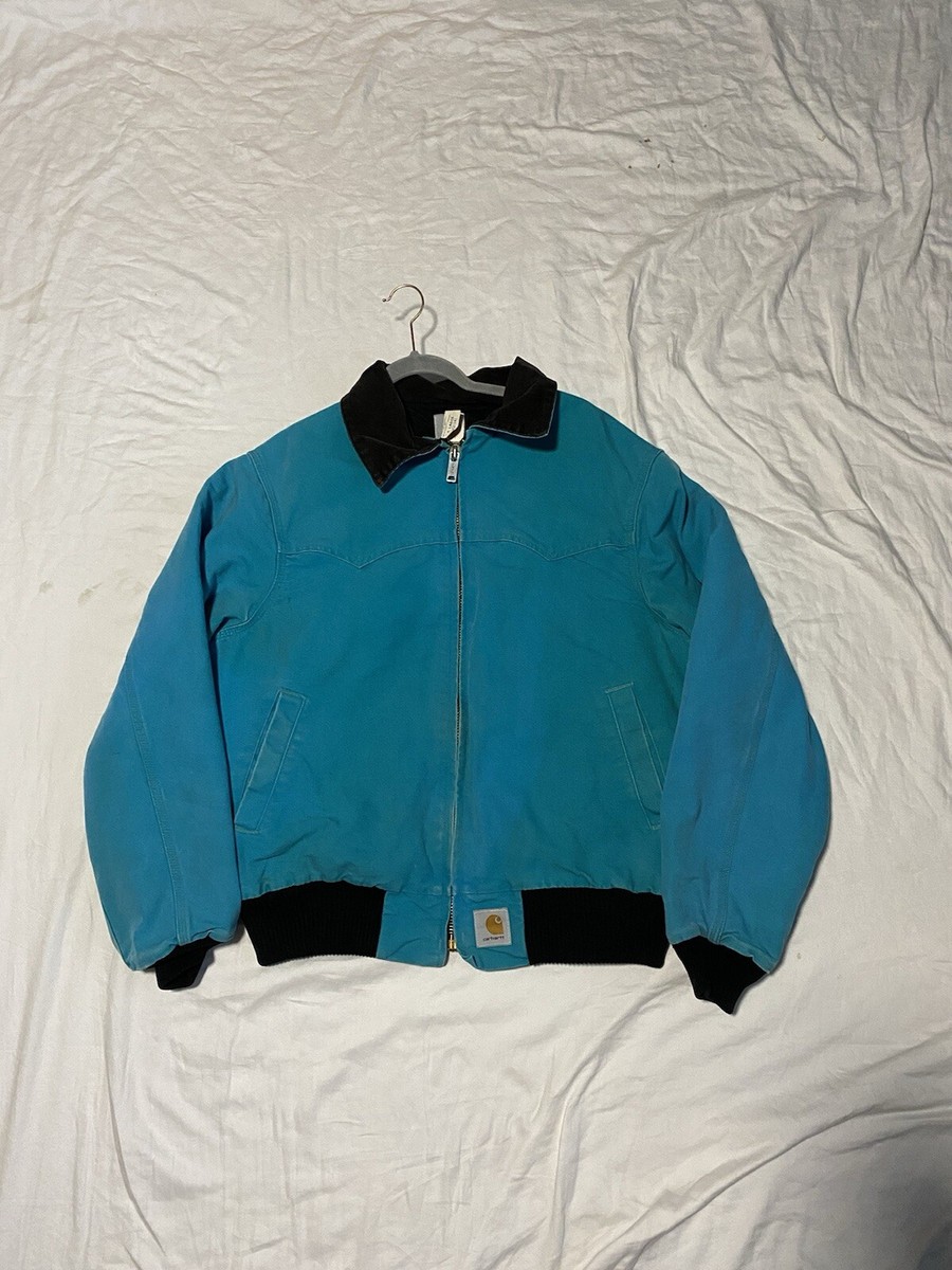 VTG 90s JQ2141 Carhartt Quilted Teal Aqua Work Jacket VTG 90s JQ2141 Carhartt Quilted Teal Aqua Work Jacket