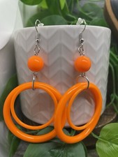 3.5  Silver-tone Acrylic Double Hoop Dangle Earring Set New Free Ship B4914