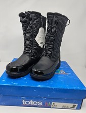 New Totes Kids Shelly Snow Boots Size 5 Black Waterproof Thermolite