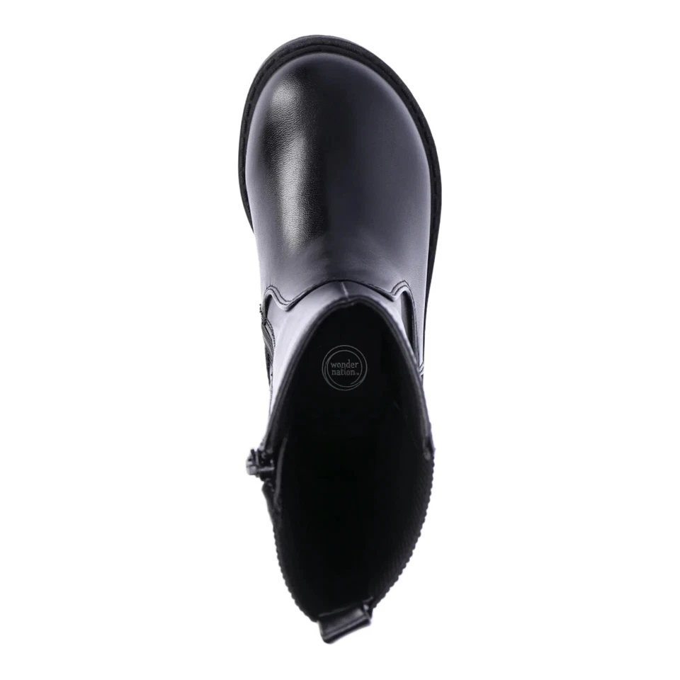 Botas de montar altas Wonder Nation para niñas pequeñas talla 7 negras con cremallera lateral fáciles de encender/apagar Foto 4 de 4