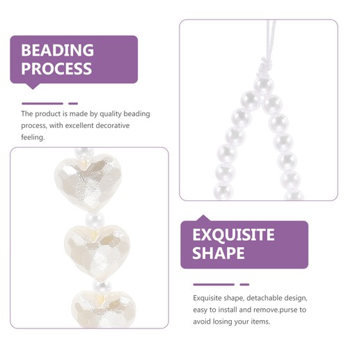 2 Pcs Mobile Phone Decorative Lanyard Beaded Pearls Wrist Strap Chain - 第 3/12 張圖片