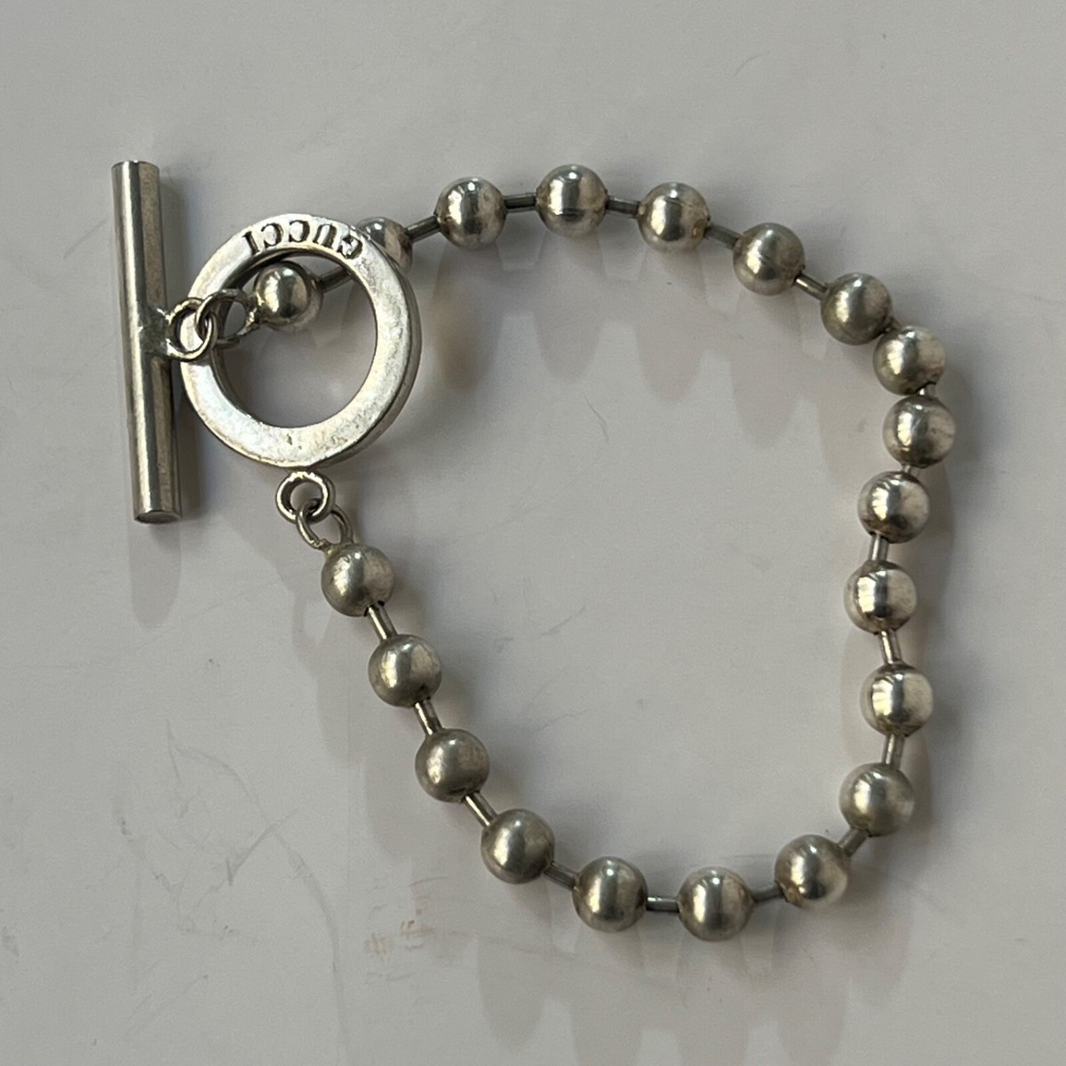 GUCCI Silver 925 Ball Chain Bracelet Unisex 7.9” Made in Italy | eBay