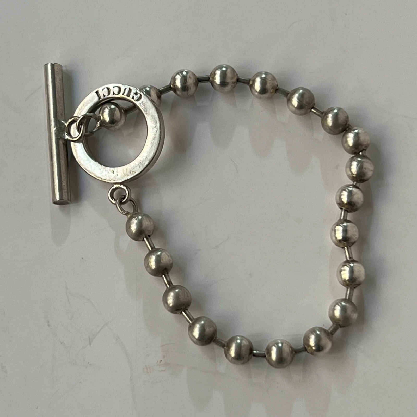 Bracciale Gucci in argento 925 con catena a sfere unisex 7 9” Made in Italy