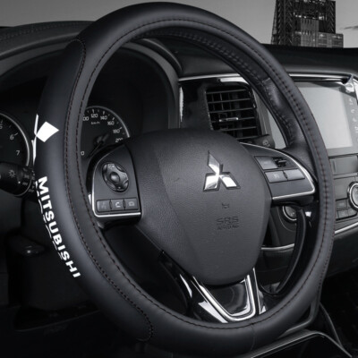 15''/38cm Diameter Car Steering Wheel Cover Black Faux Leather For Mitsubishi