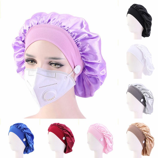 Unisex Satin Hair Care Cap Silk Adjustable Doctor Nurse Surgical