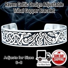 Copper Magnetic Bracelet Arthritis Pain Therapy Energy Raven Celtic Design