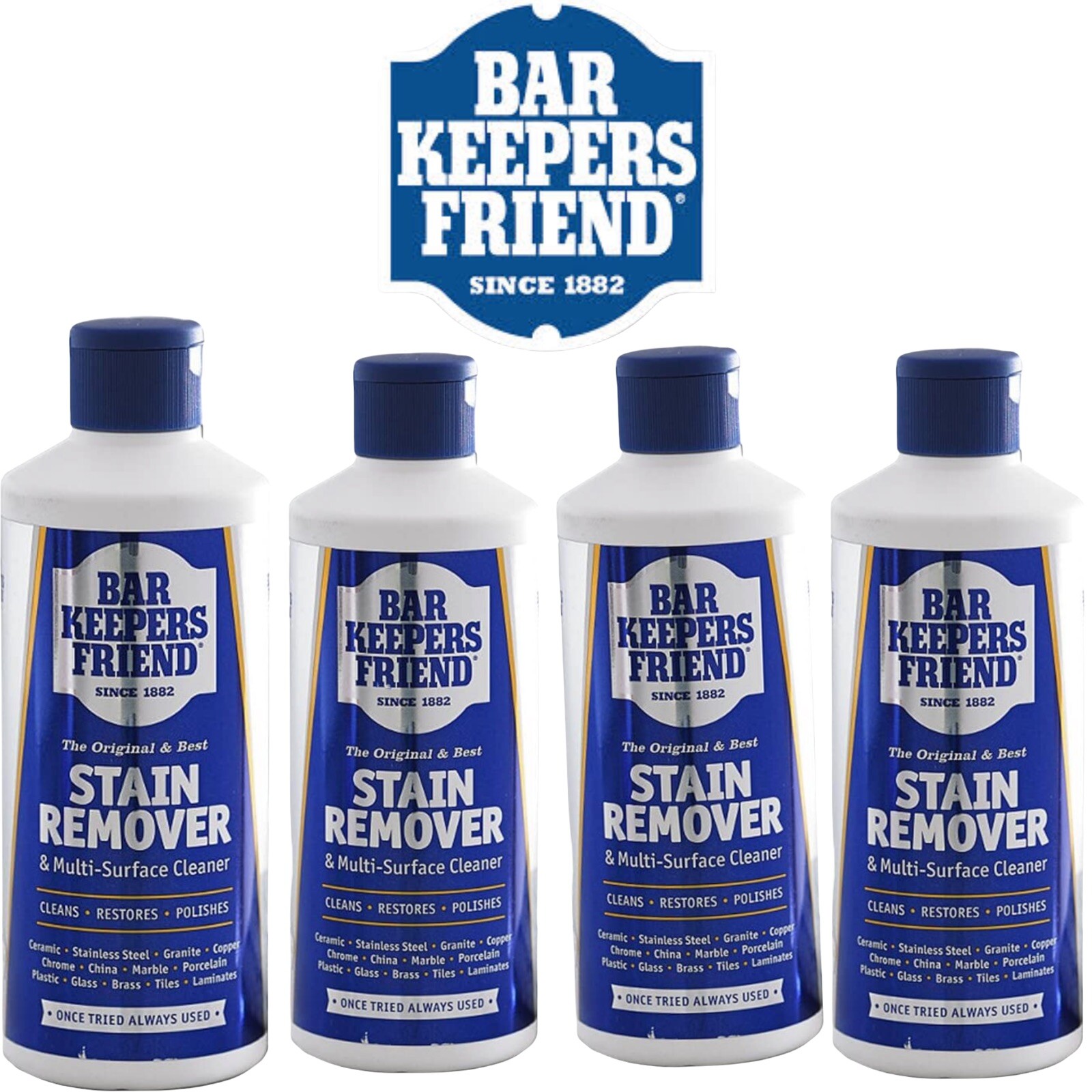 x4 Bar Keepers Friend Stain Remover & Multi Surface Cleaner 250g X4