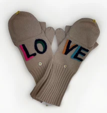 NWT Kerri Rosenthal 100% Cashmere Fingerless Gloves "LOVE"