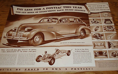 Original 1939 Pontiac Full Line Foldout Sales Brochure 39 De Luxe