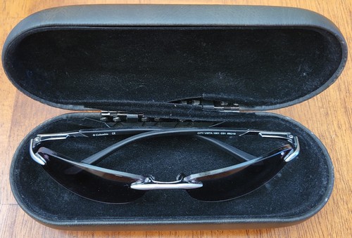 LOOK! Columbia City Vista 1001 Sunglasses Rimless Frames, Silver&Blk, Case NICE! - Picture 17 of 17
