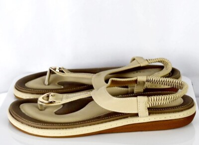 Siketu Thong Sandals Size 41 M Gold Low Wedge Shoes