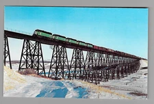 Burlington Northern RR 5 EMD GP38 Diesels Bridge Minot N. D. Postcard
