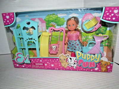 Evi Love Puppy Fun Playset 4.5'' Evi Doll, 3 Puppies & Accessories Simba Toys NEW