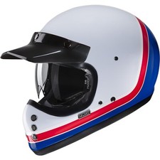 HJC V60 Solid Scoby Casco Moto M Vintage Bianco-Blu-Rosso Lucido