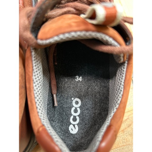 ECCO Kids Boys Size 2.5 Youth EU 34 Brown Leather Oxford Sneaker - Picture 5 of 6