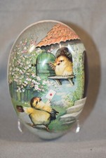Vintage Paper Mache Easter Egg Candy Container Echt Erzgebirge Germany Chicks