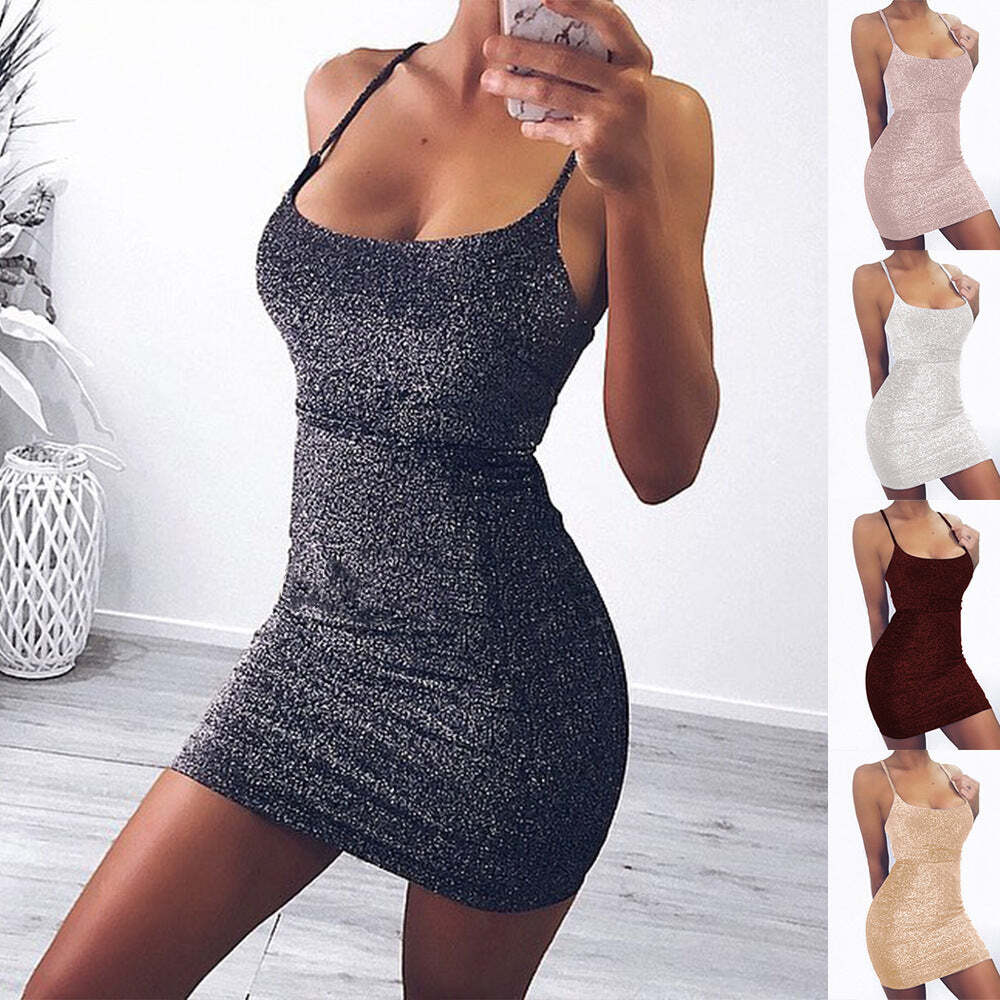 Bright silk suspender mini dress Women casual top