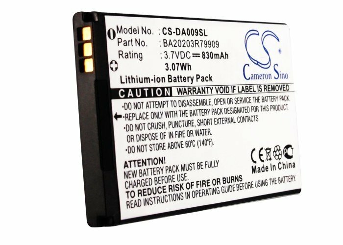830mAh Battery For Creative Zen Micro Photo;PN:BA20203R79909/DAA-BA0009