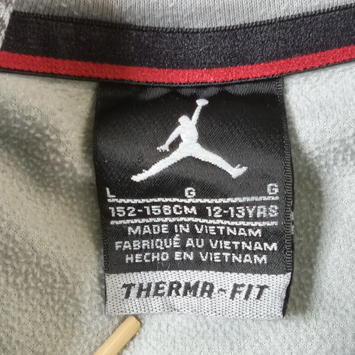 Jumpman Jordan Hoodie Sweatshirt Boys L 12-13 Yrs Black Gray Therma Fit EUC - Picture 5 of 6