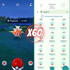 Magikarp (×60) Pokémon Go - Mini P T C - Lucky chance