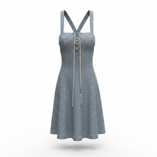 Ralph Lauren La Rochelle Blue and White Striped Cotton Dress