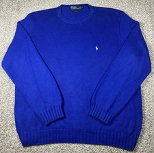 Vintage Polo Ralph Lauren Mens Blue Knit Sweater Size XL Pullover Crewneck Pony
