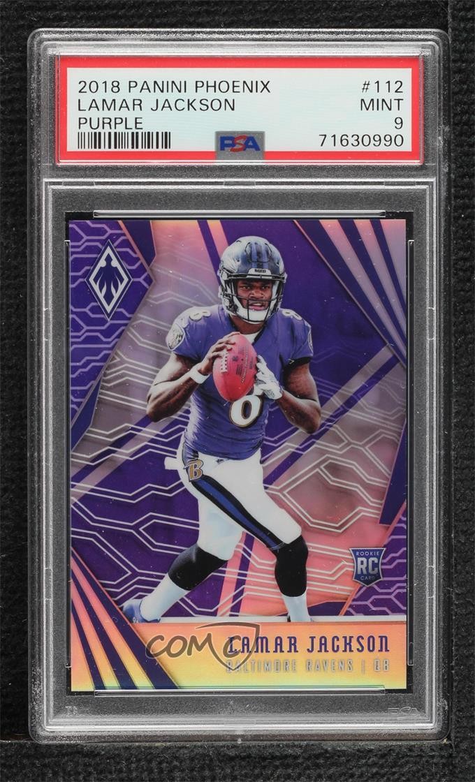 2018 Panini Phoenix Rookies Purple 70/149 Lamar Jackson #112 PSA 9 MINT 1lc0