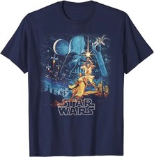 Star Wars A New Hope Faded Vintage Retro Poster T-Shirt