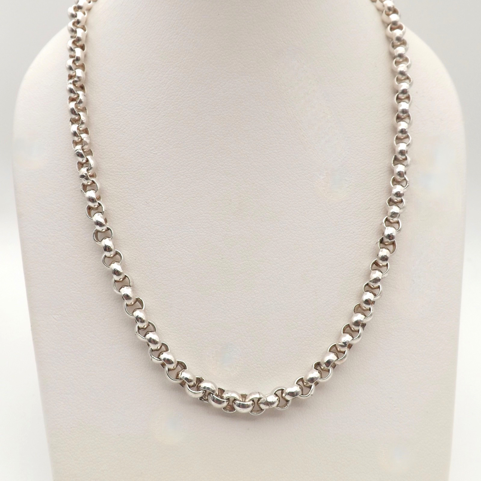 Solid Sterling Silver Rolo Link Pendant Chain Nec… - image 1