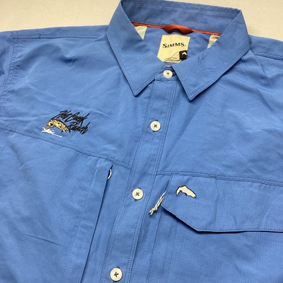 #ad #ad Simms Guide Long Sleeve Fly Fishing Shirt Large Nightfall Blue Hot Creek Ranch $34.00