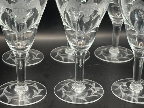 Set of 6 Vintage Wine Glasses Etched Federal Eagle with Shield Stars Wheat USA - Picture 11 of 12