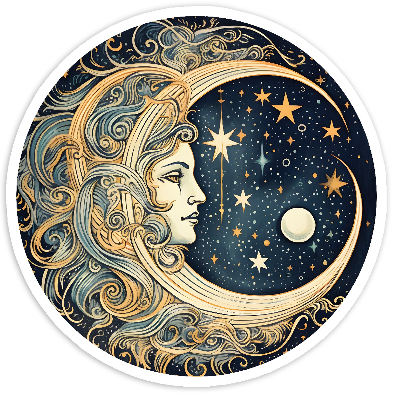 Moon Stars Planet - Vinyl Decal Sticker - Car Window Laptop - ebn9707