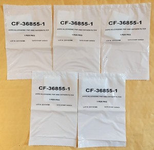 Lot of 5,NEW,CF-36855-1 Hypo Allergenic Pap And Oxygen Filters,SEALED,Disposable