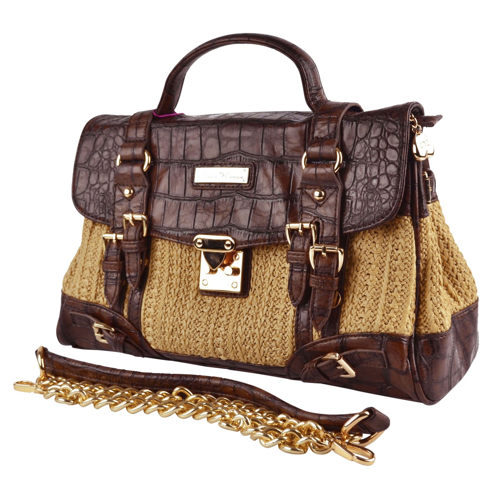 Ladies Beautiful Brown Faux Leather Grab Bag Handbag by Claudia Canova