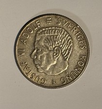 1955-TS Sweden 1 Krona - Gustaf VI - KM#826 - 40% Silver
