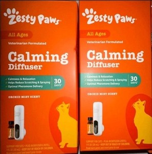(2) Zesty Paws Calming Diffuser for Cats 30 Days Orchid Mist - All Ages 