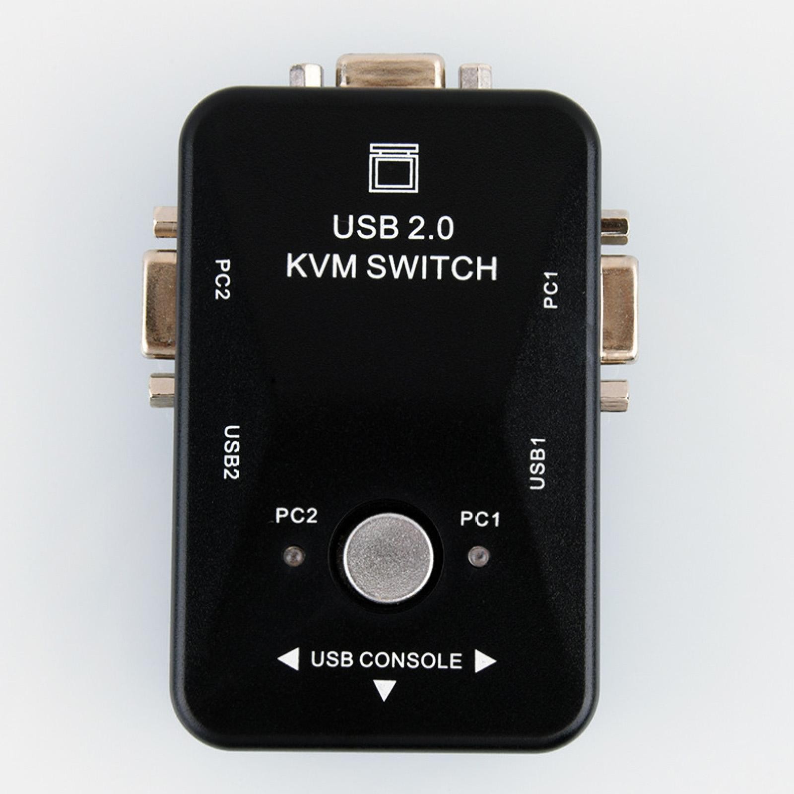2-Port USB VGA KVM Switch Box For Mouse Keyboard Monitor Sharing 2 Computer PC