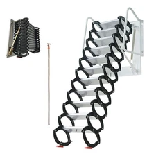9.84ft Wall Mounted Attic Folding Extension Ladder 12 Steps Loft Wall Ladder