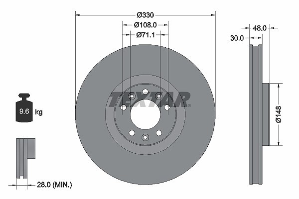 2X Textar Bremsscheibe Vorderachse U.A. FüR CitroËN, Ds, Opel, Peugeot, Vauxhall-image