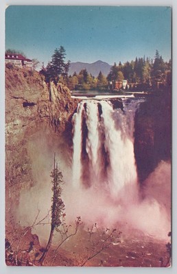 Snoqualmie Falls Hydro-Electric Power Cascade Mountains WA Washington Postcard
