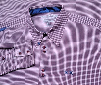 Project e Vintage XX Button Up Shirt Red Check Distressed/Patchwork Accents XXL 