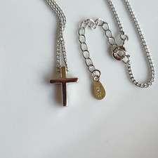 925 Sterling Silver 9x12mm Dainty Cross Pendant 1.5mm Chain 16-18" Necklace