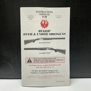 Ruger Over & Under Shotgun Instruction / Owners Manual  Red Label & Woodside