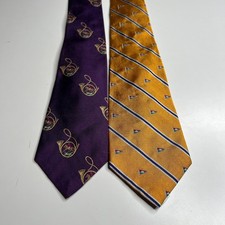 Lot of 2 Polo Ralph Lauren Silk Ties Vintage USA Made Equestrian Flags