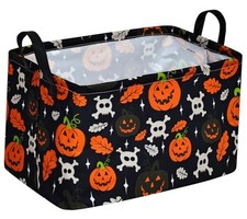 Halloween Monster Toys Storage Basket for Shelves Foldable Halloween Pumpkin