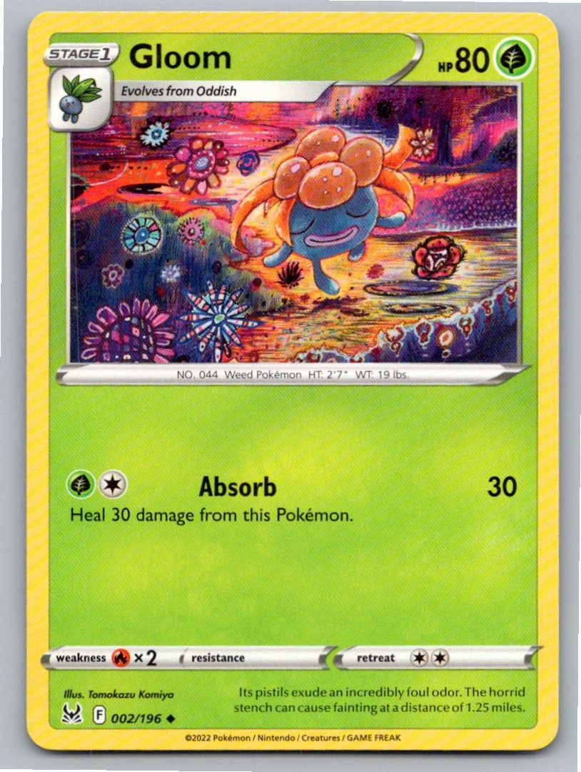 2022 POKEMON GLOOM LOST ORIGIN 002/196 UC NM A80560 FREE S&H