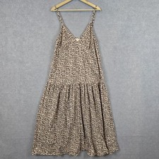 Auguste Dress Womens Size 16 Leopard Print Linen Rayon Maxi Boho Gypsy Festival 