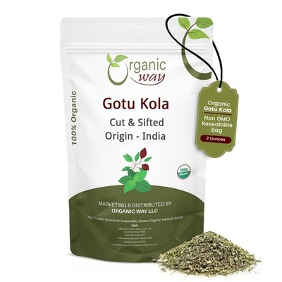 Organic Way Dried Gotu Kola Cut & Sifted (Centella 2 Ounce (Pack of 1) 